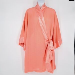 Victoria's Secret 1980's Vintage Gold Label Coral Wrap Cover‎ Up Robe